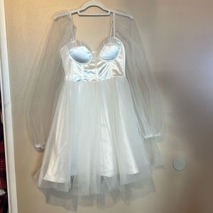 White long sleeve engagement dress